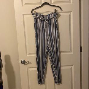 Blue and white striped pants